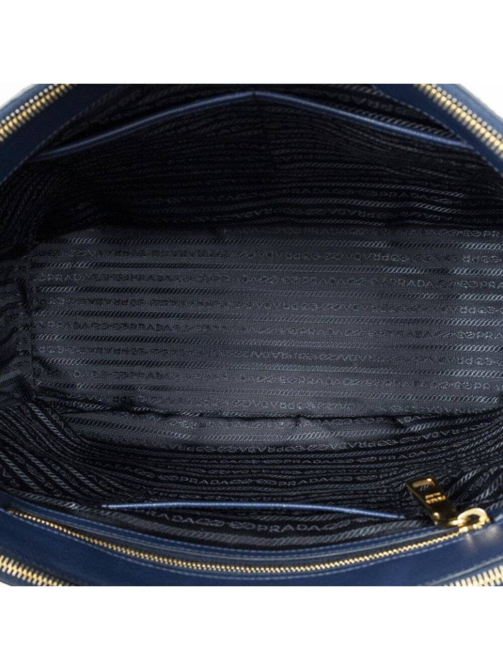 Prada Large Double Zip Galleria Tote Navy Saffiano Leather - Picture 9 of 10
